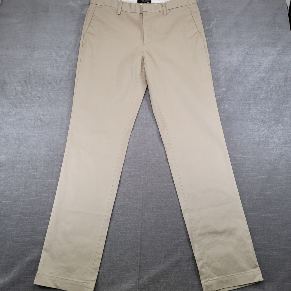 Banana Republic Aiden Chino Mens Actual Sz 34x33 Khaki Tan Slim Fit Cotton Pants
